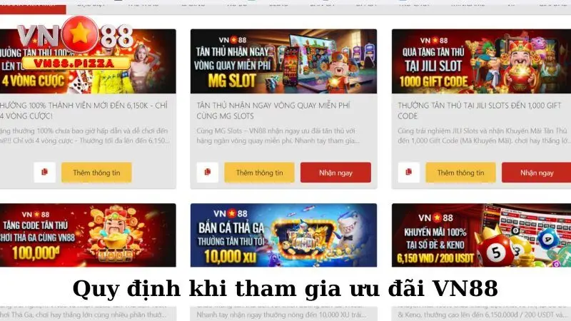 Điều khoản sử dụng 4 Quy định khi tham gia ưu đãi VN88